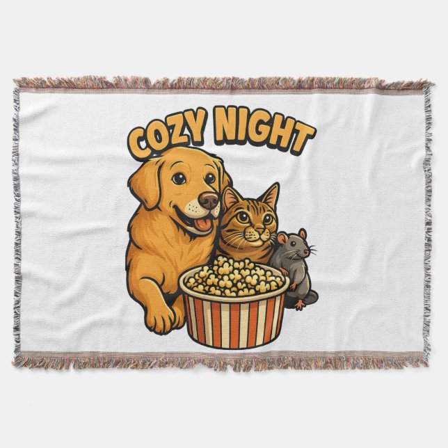Couverture Cozy Night Movie Time – Cute Dog,Cat,Mouse Popcorn (Devant)