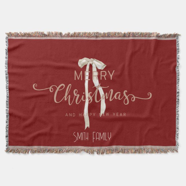 Couverture Cozy Personalized Family Name Custom Red Holiday (Devant)