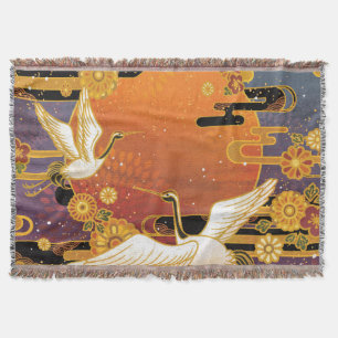Couverture Crane Bird Chrysanthemum Motif japonais