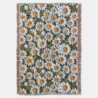 Couverture Crochet White Daisies Spring Wildflowers