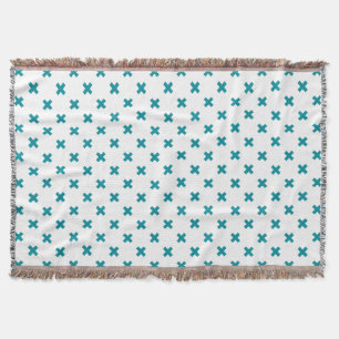 Couverture Crochets turquoises sur blanc
