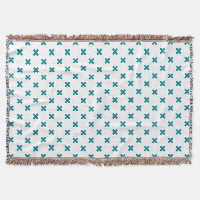 Couverture Crochets turquoises sur blanc (Devant)