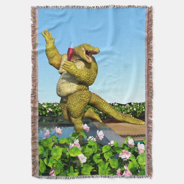 Couverture Crocodile drôle Champagne Fête Piscine Art (devant Vertical)