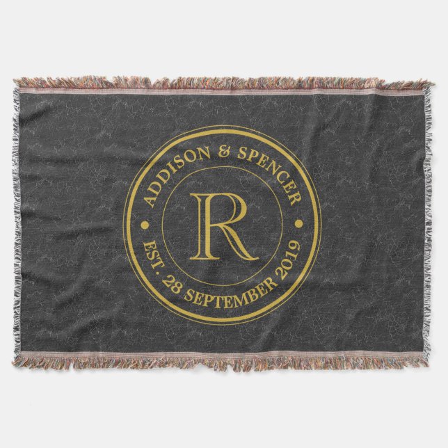 Couverture Cuir de noir de monogramme d'or d'anniversaire de (Devant)