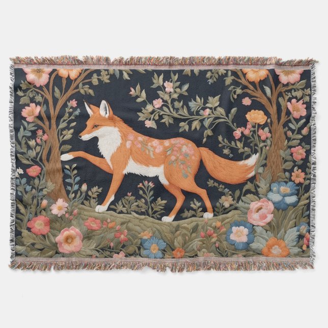 Couverture Curieux Fox Faux Broderie Élégant Floral (Devant)
