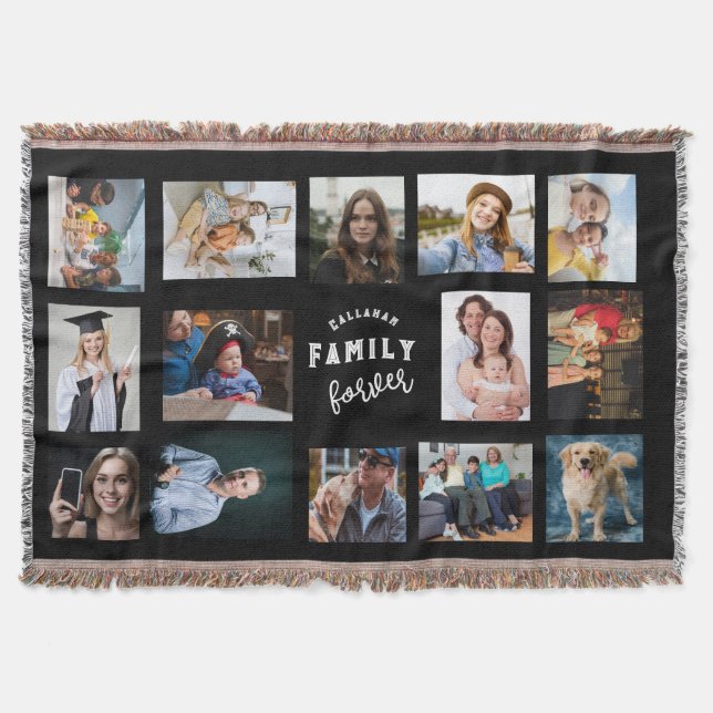 Couverture Custom Family 14 Photo Collage Black Wall (Devant)