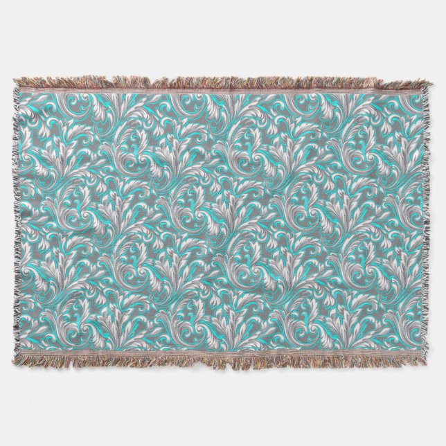 Couverture Cute aqua gris transparent motif floral (Devant)