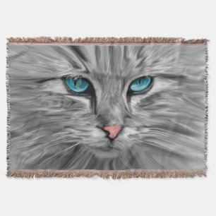 Couverture Cute Cat Eyes Visage Eau Couleur Huile Peinture Ar