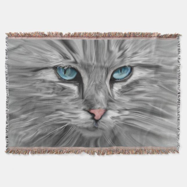 Couverture Cute Cat Eyes Visage Eau Couleur Huile Peinture Ar (Devant)