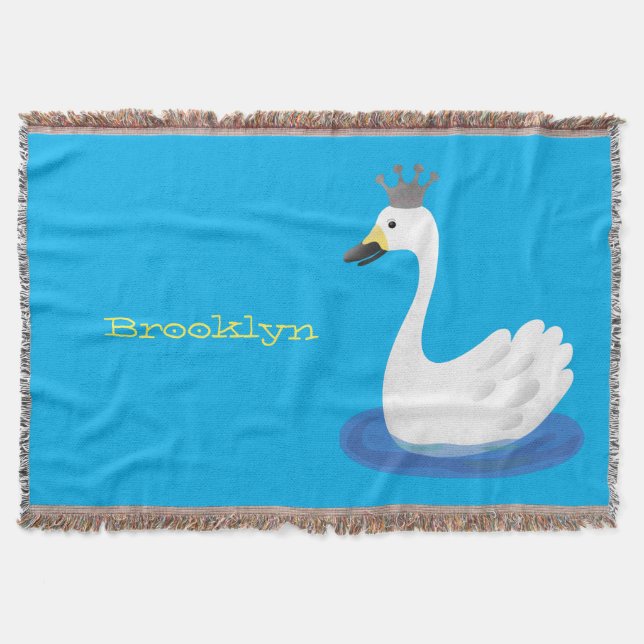Couverture Cute cygne blanc avec dessin de la couronne (Devant)