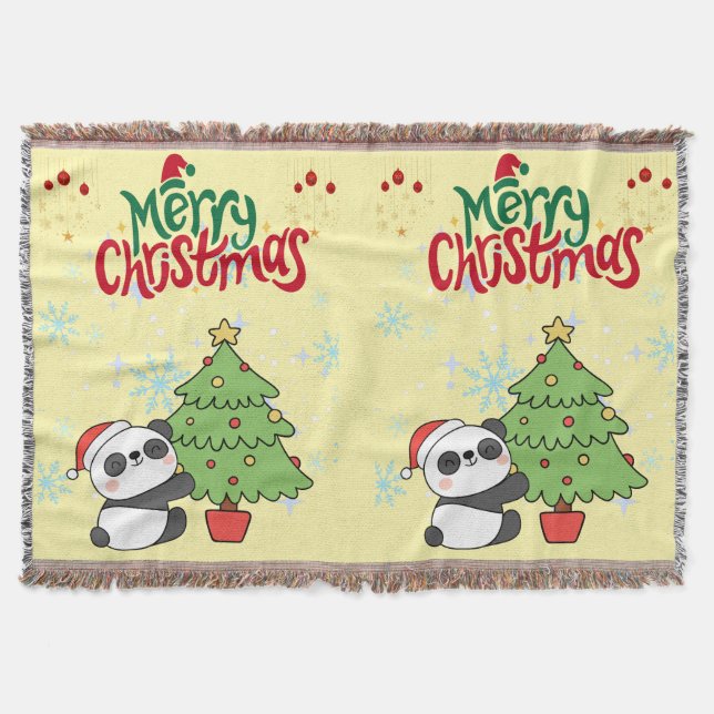 Couverture cute panda merry Christmas blanket (Devant)
