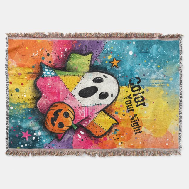 Couverture Cute Patchwork Ghost Colorful Splatter Art (Devant)