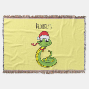 Couverture Cute serpent vert avec chapeau santa dessin animé