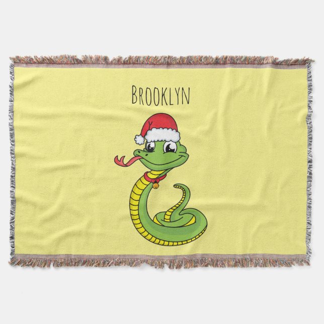 Couverture Cute serpent vert avec chapeau santa dessin animé (Devant)