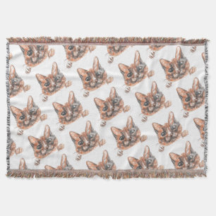 Couverture Cute Super Sweet Chat Visage Dessin Thème Blanche