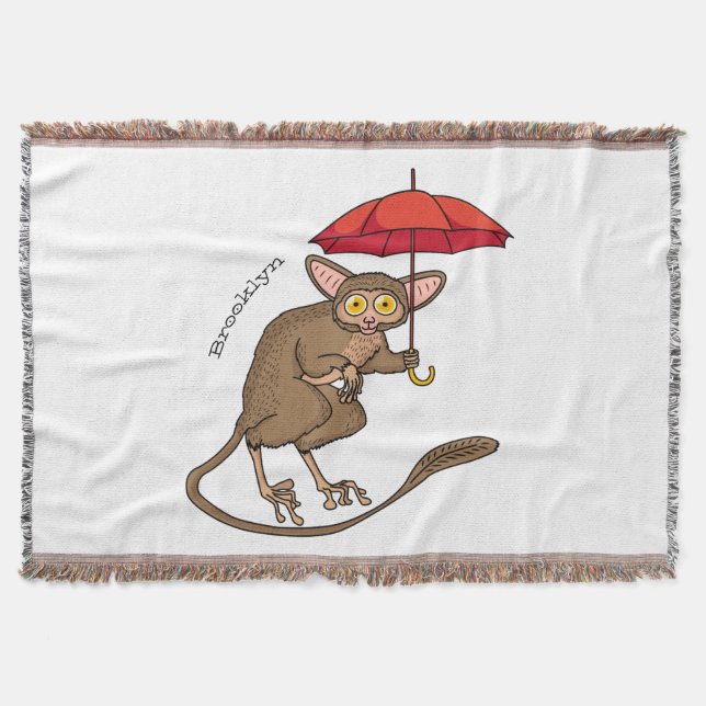 Couverture Cute Tarsier avec dessin animé parapluie (Devant)