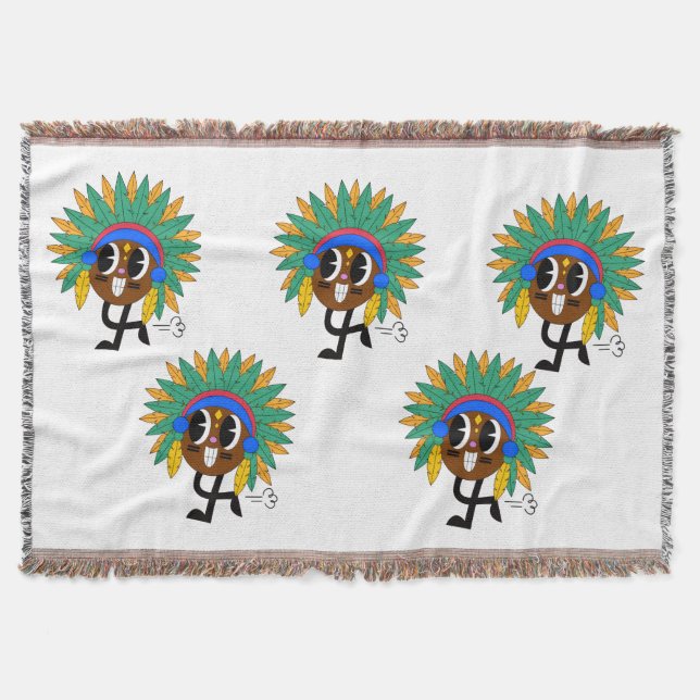 Couverture Cute Tribal Feather Cartoon Character Blanket  (Devant)