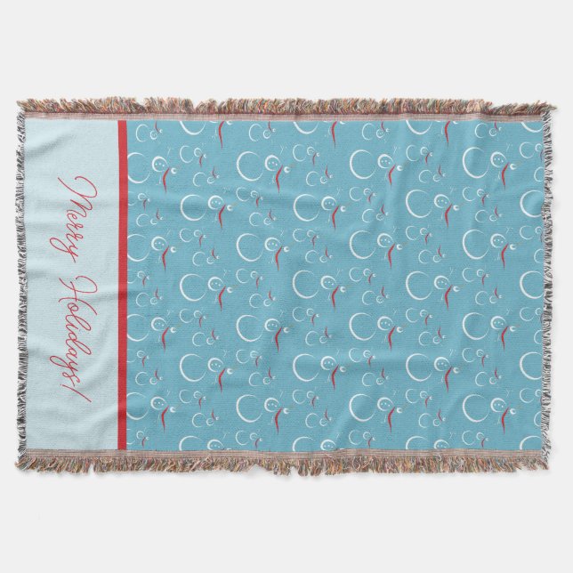 Couverture Cyan Red Merry Holidays Jote Snowman Motif (Devant)