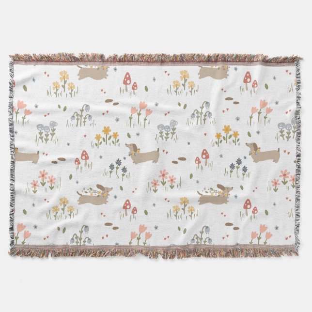 Couverture Dachshund Lover Weiner Chien Saucisse Chien Fleur  (Devant)