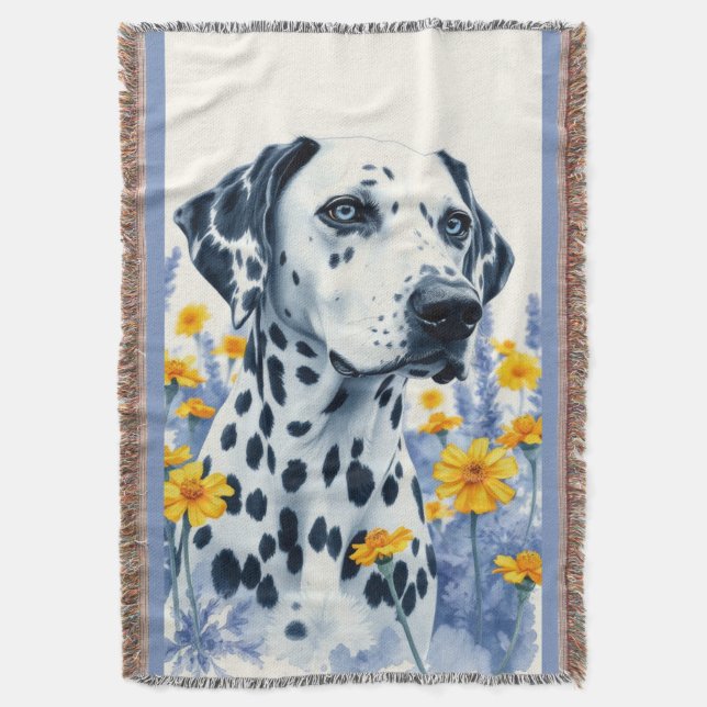Couverture Dalmatien dans le jardin fleuri art (devant Vertical)