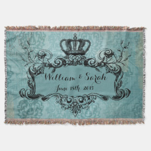 Couverture Damassé bleue personnalisée épousant le jet royal