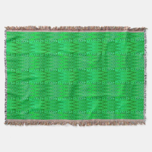 Couverture Damassé chevron ethnique, vert émeraude et vert ci (Devant)