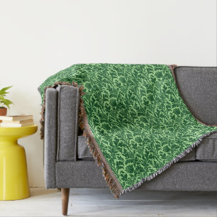 Couverture Damassé de chardon William Morris, vert émeraude