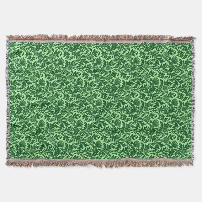 Couverture Damassé de chardon William Morris, vert émeraude (Devant)