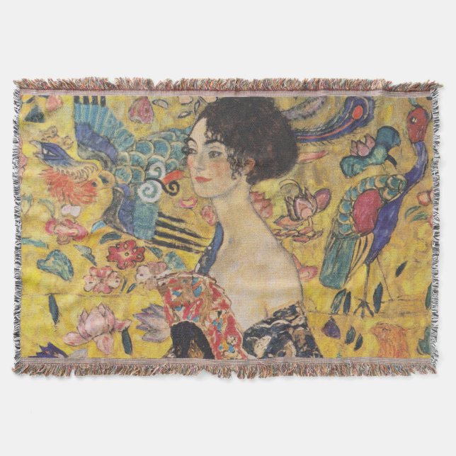 Couverture Dame Art nouveau vintage avec peinture d'éventail (Devant)