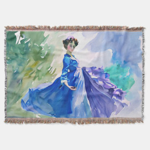 Couverture Dame en Robe Bleue - Peinture aquarelle