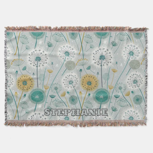Couverture Dandelion Whimsical - Jaune, Blanc & Turquoise (Devant)