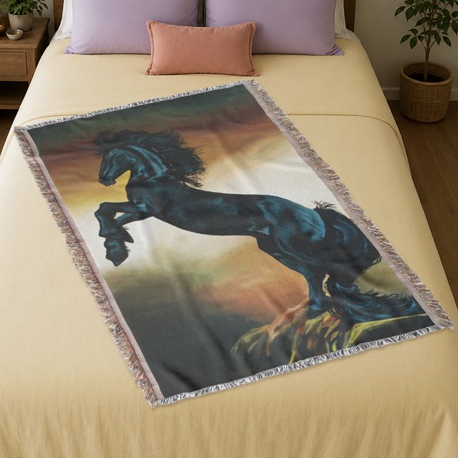 Couverture Danse fantastique de licorne noire au coucher du s (Créateur téléchargé)