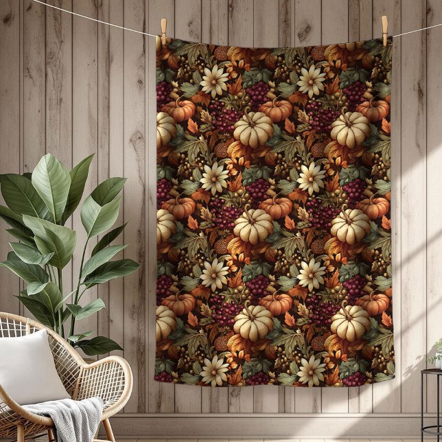 Couverture d'automne confortable avec élégance flo (Cozy Autumn Blanket with Pumpkins Floral Elegance)