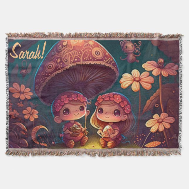 Couverture De beaux elfes mignons jouent sous les champignons (Devant)