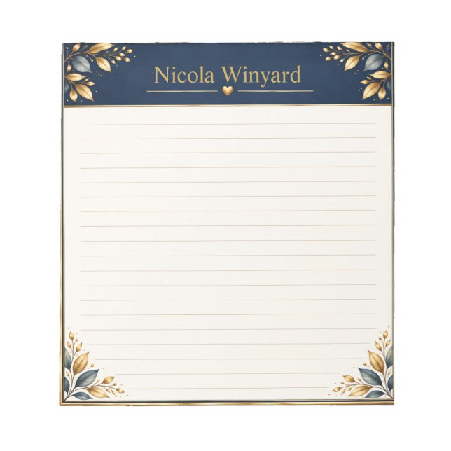 Couverture de bloc-notes botanique Navy Gold (Devant)