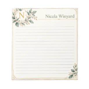 Couverture de bloc-notes initiale & nom botanique