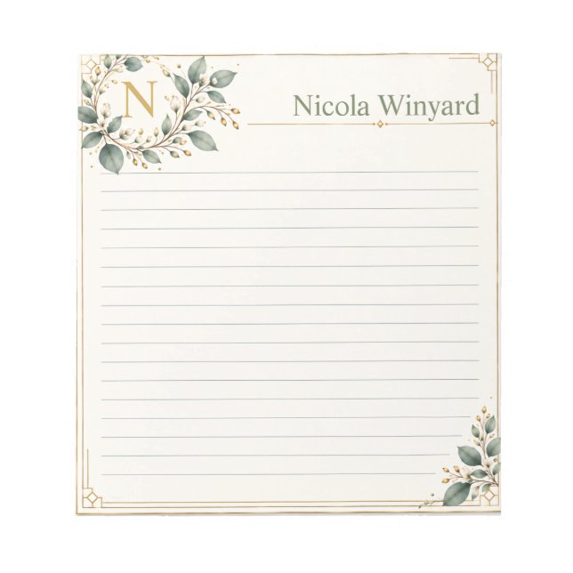 Couverture de bloc-notes initiale & nom botanique (Devant)
