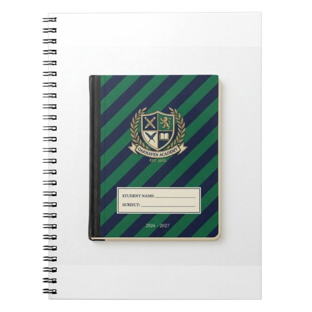 Couverture de cahier - Rayures diagonales émeraude (Devant)