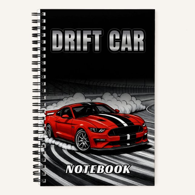 Couverture de cahier rouge pour voiture de drift (Recto)