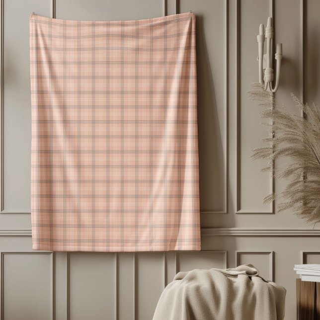 Couverture de contrôle classique en gris de corail (Classic Coral Grey Check Blanket for Cozy Vibes)