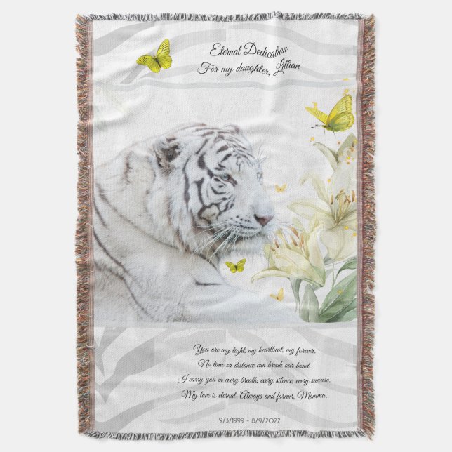 Couverture de dévotion Tigre Blanc et Lys (devant Vertical)