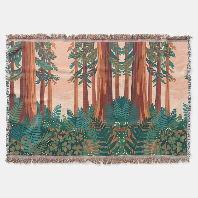 Couverture de forêt douillette – Dessin Redwood Te (Devant)