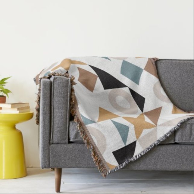 Couverture de jet Bauhaus géométrique pour tout-pe (Bauhaus geometric throw blanket for nurseries, toddler rooms, and family spaces.)