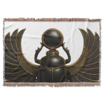 Couverture de jet Pharaonique Noir & Or avec Scara