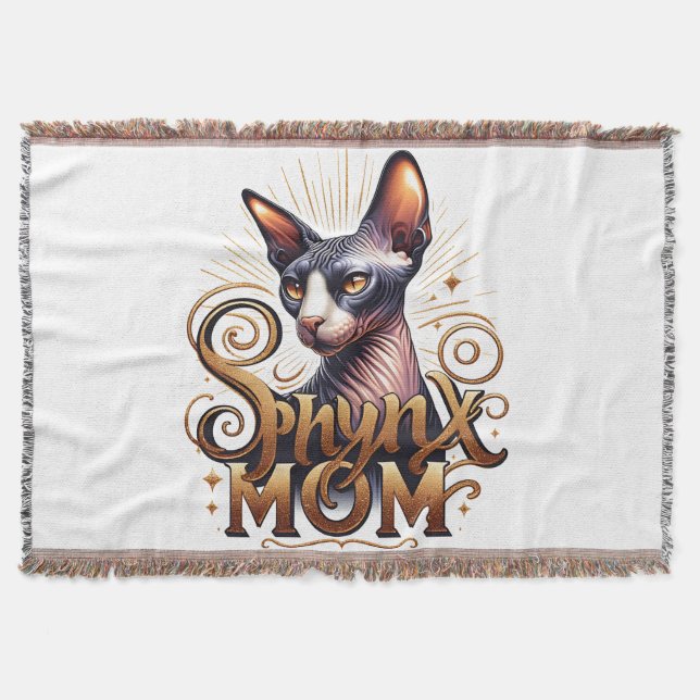 Couverture de jet pour maman de chat Sphynx, dame  (Devant)