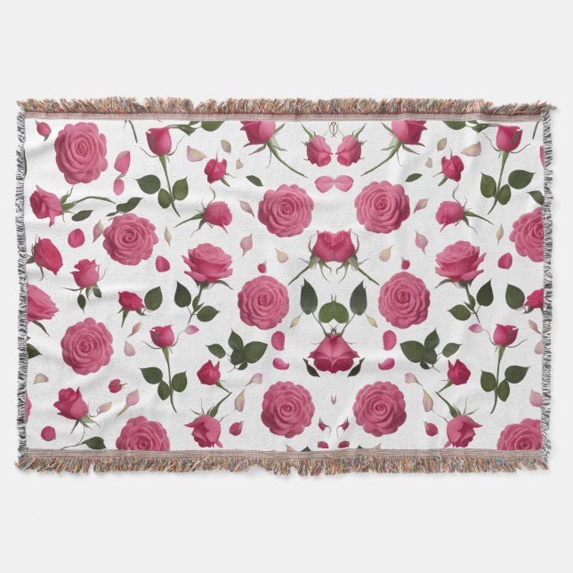 Couverture de jetée confortable à motif de rose 3D (Devant)