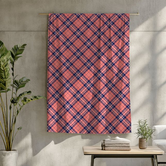 Couverture de la Marine de Corail - Charme rustiqu (Coral Navy Plaid Blanket – Rustic Charm for Home)