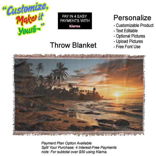 Couverture de lancement du lever du soleil 1 (Sunset Beach Throw Blanket 1.)