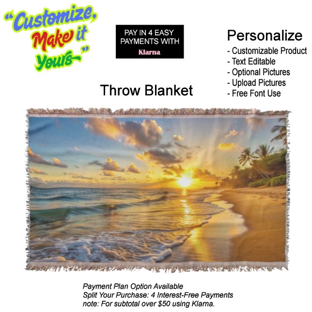 Couverture de lancement du lever du soleil 2 (Sunset Beach Throw Blanket 2.)