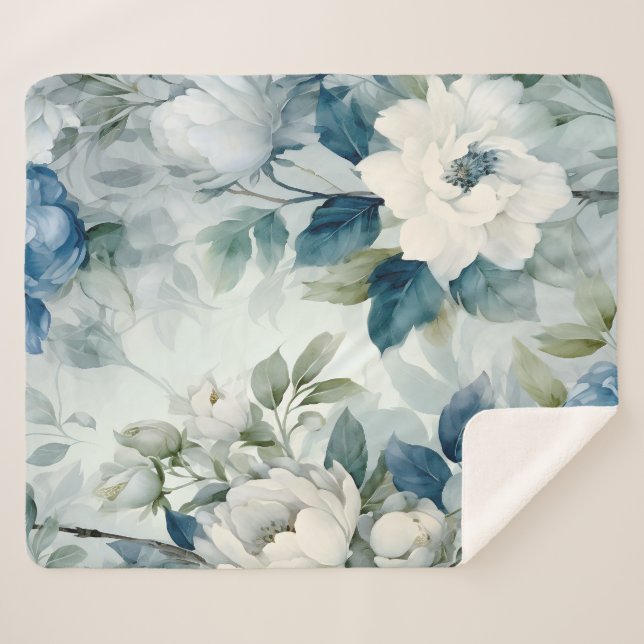 Couverture de luxe en fleece Sherpa à motif floral (Devant (Horizontal))